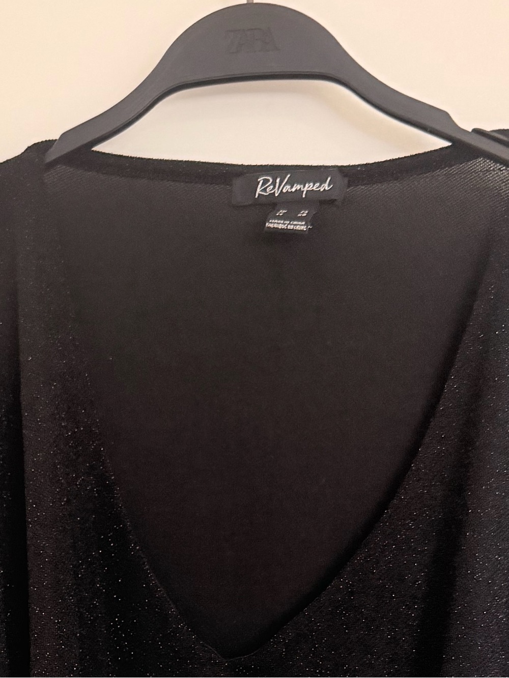 Revamped Black Sparkle V-Neck Tunic